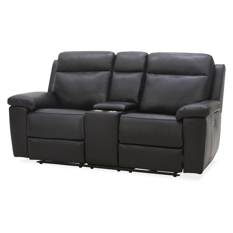 Potenza 2 Seater Electric Recliner Leather Sofa - Black