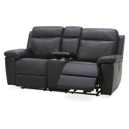 Potenza 2 Seater Electric Recliner Leather Sofa - Black