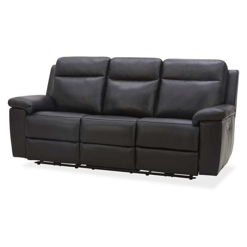 Potenza 3 Seater Electric Leather Recliner Sofa - Black