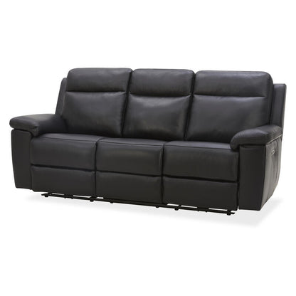 Potenza 3 Seater Electric Leather Recliner Sofa - Black