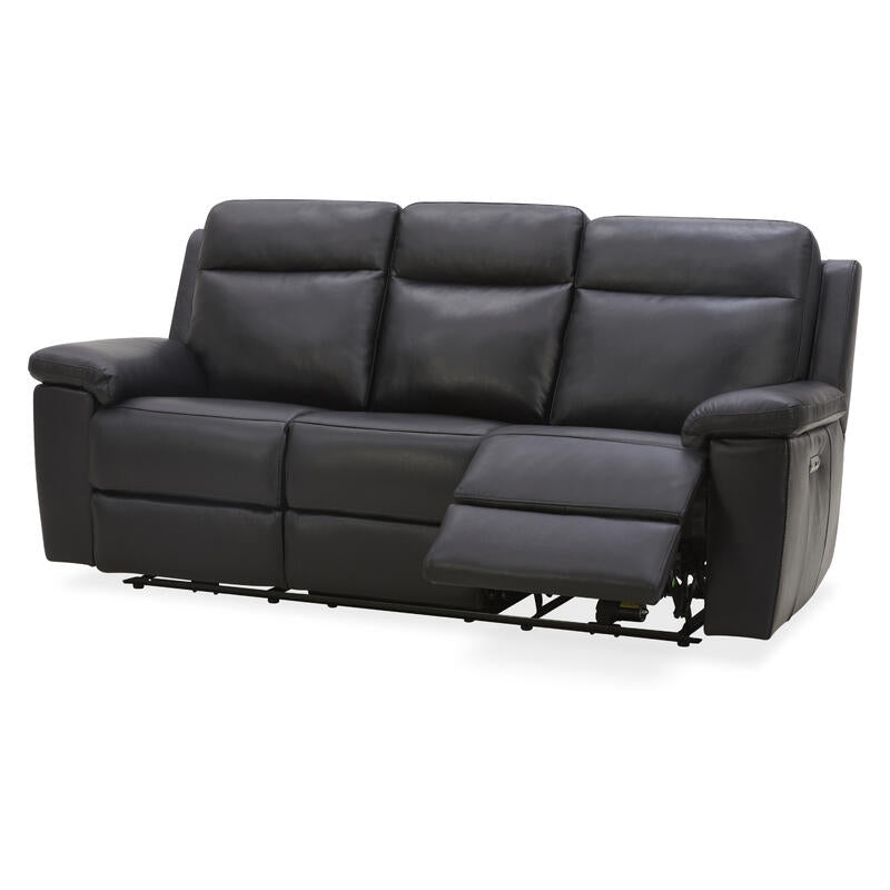 Potenza 3 Seater Electric Leather Recliner Sofa - Black