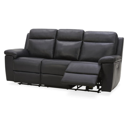 Potenza 3 Seater Electric Leather Recliner Sofa - Black