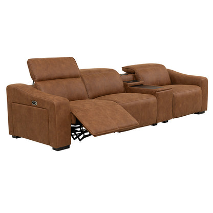 Prestige 3 Seater Home Theatre Electric Recliner Fabric Lounge - Tan