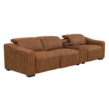 Prestige 3 Seater Home Theatre Electric Recliner Fabric Lounge - Tan