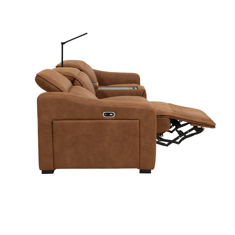 Prestige 3 Seater Home Theatre Electric Recliner Fabric Lounge - Tan
