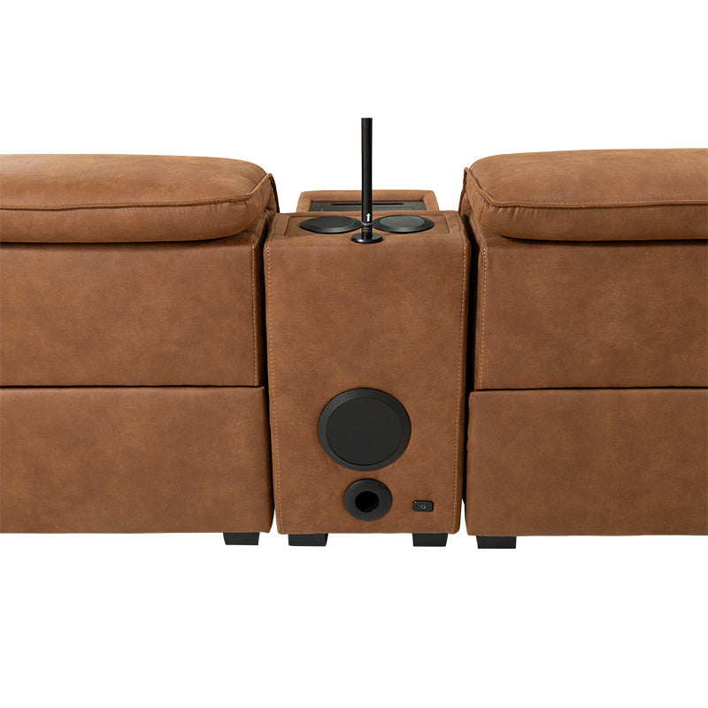 Prestige 3 Seater Home Theatre Electric Recliner Fabric Lounge - Tan