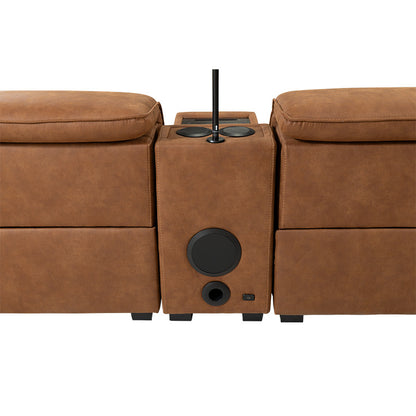 Prestige 3 Seater Home Theatre Electric Recliner Fabric Lounge - Tan