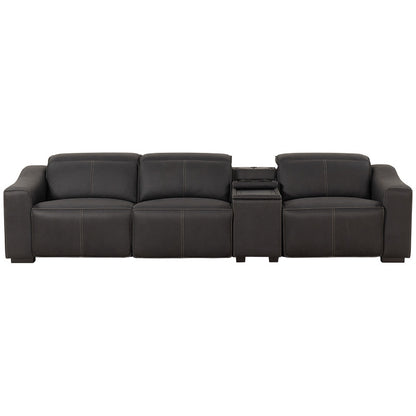 Prestige 3 Seater Home Theatre Electric Recliner Fabric Lounge - Jet