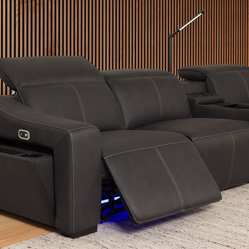Prestige 3 Seater Home Theatre Electric Recliner Fabric Lounge - Jet