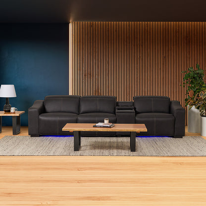 Prestige 3 Seater Home Theatre Electric Recliner Fabric Lounge - Jet