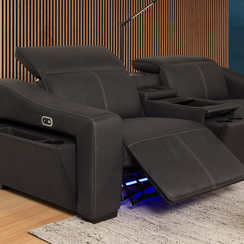 Prestige 2 Seater Home Theatre Electric Recliner Fabric Lounge - Jet