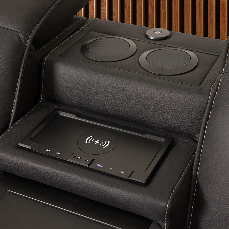 Prestige 2 Seater Home Theatre Electric Recliner Fabric Lounge - Jet