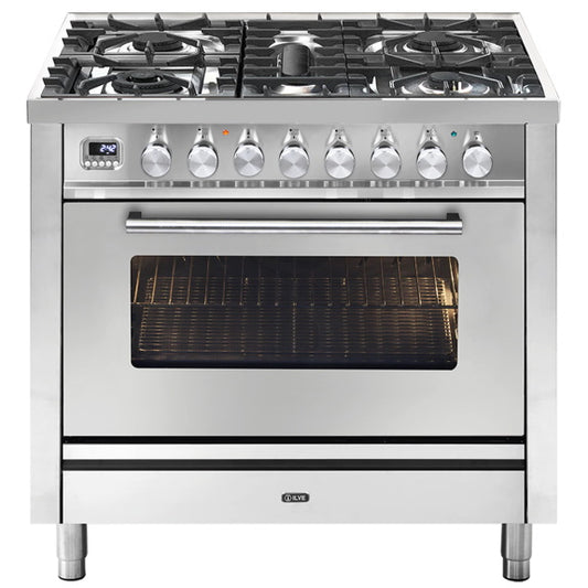 Ilve Professional Plus 90cm 5 Burner Freestanding Cooker - Stainless Steel