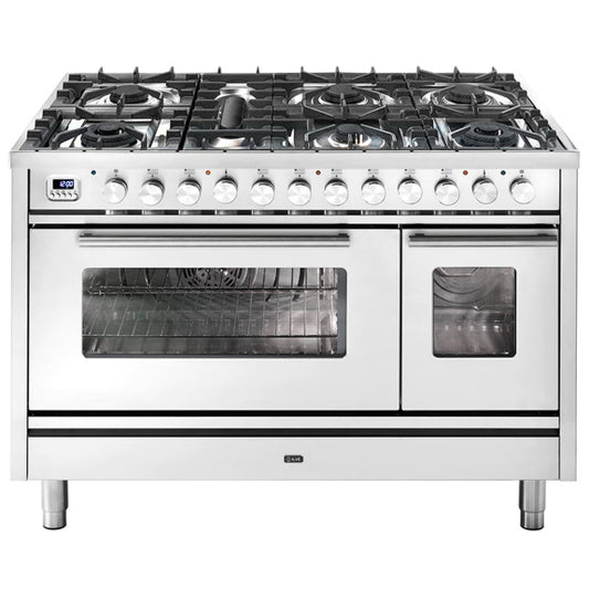 Ilve Professional Plus 120cm 7 Burner Double Oven Freestanding Cooker - Stainless Steel