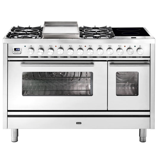 Ilve Professional Plus 120cm 4 Burner Double Oven Freestanding Cooker - Stainless Steel