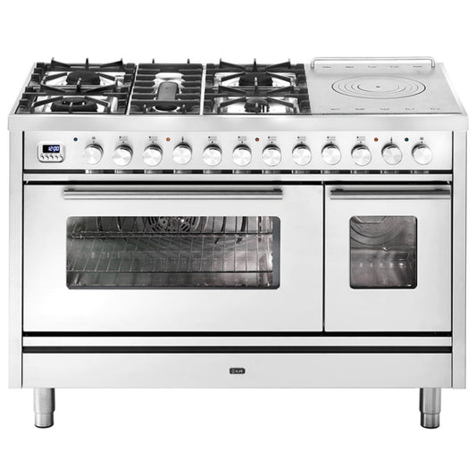Ilve Professional Plus 120cm 5 Burner Double Oven Freestanding Cooker - Stainless Steel