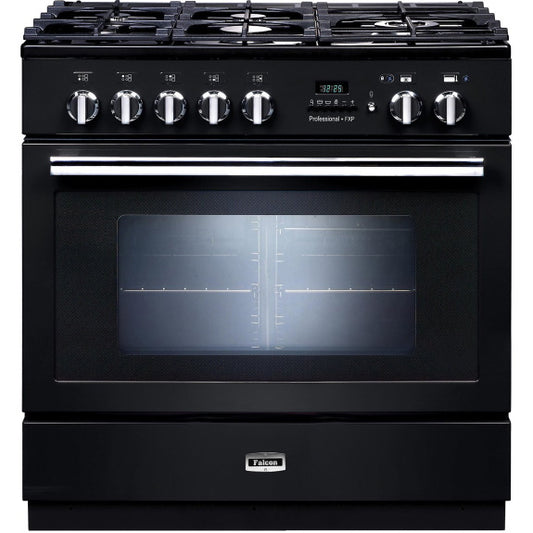 Falcon Professional+ 90cm 5 Burner Dual Fuel Pyrolytic Cooker - Black/Chrome