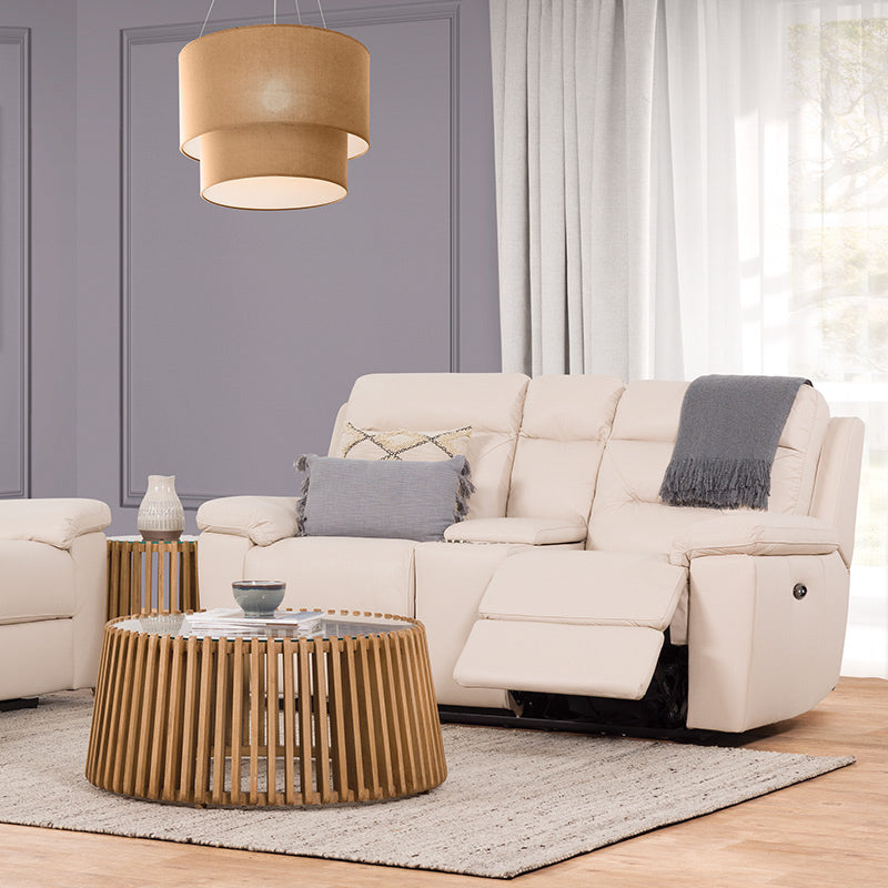 Renato 2 Seater Electric Recliner Leather Sofa - Taupe