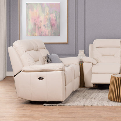 Renato 2 Seater Electric Recliner Leather Sofa - Taupe