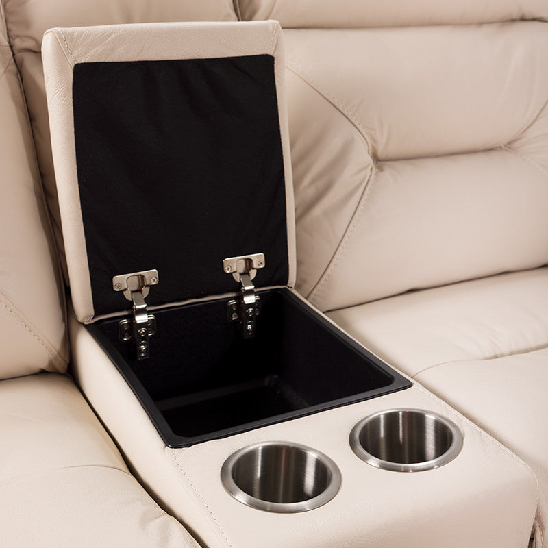 Renato 2 Seater Electric Recliner Leather Sofa - Taupe