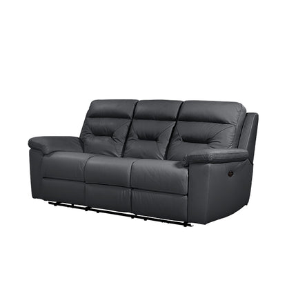 Renato 3 Seater Electric Leather Recliner Sofa - Black