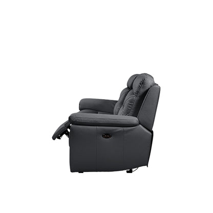 Renato 3 Seater Electric Leather Recliner Sofa - Black