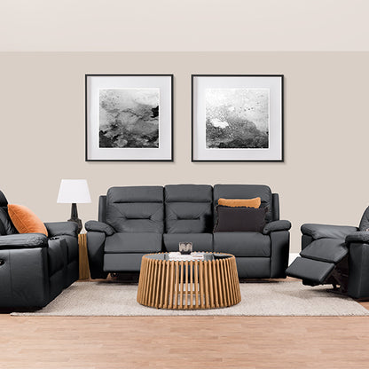 Renato 3 Seater Electric Leather Recliner Sofa - Black