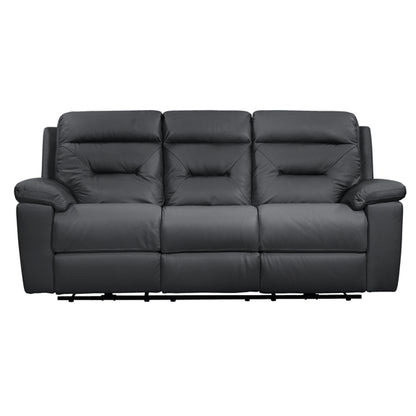 Renato 3 Seater Electric Leather Recliner Sofa - Black