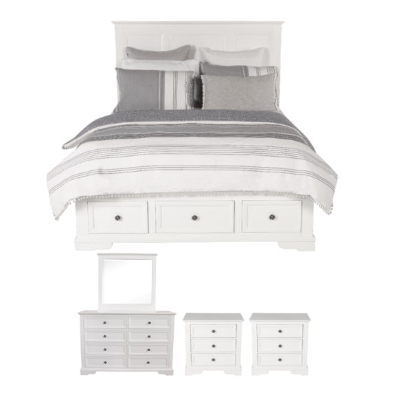 Sala 4 Piece King Bedroom Suite with Dresser and Mirror - White