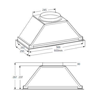 Schweigen 60cm Silent Undermount Rangehood for Moderate Cooking