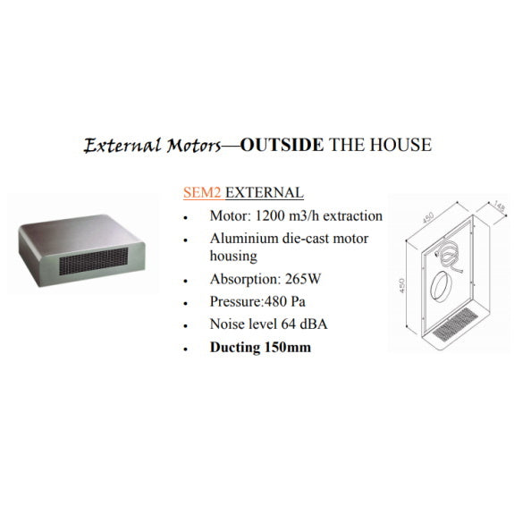 Sirius 58cm Valentina Downdraft Rangehood with SEM2 Motor