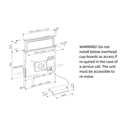Sirius Valentina 88cm Downdraft Rangehood with SEM8 Motor