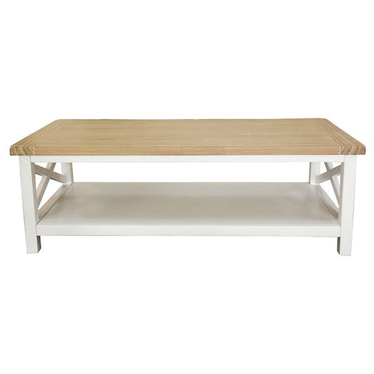Shellwood 120cm Timber Coffee Table - Light Oak/White