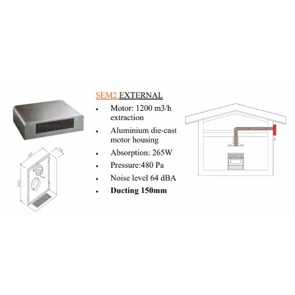 Sirius 90cm Canopy Rangehood with SEM2 Motor - Stainless Steel