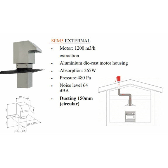 Sirius 90cm Canopy Rangehood with SEM5 Motor - Stainless Steel