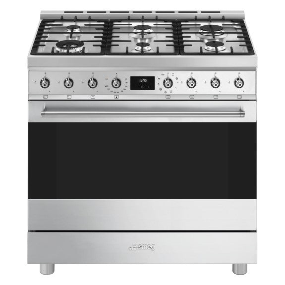 Smeg 90cm Freestanding Dual Fuel Cooker - Stainless Steel