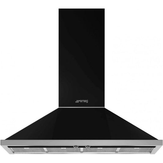 Smeg 120cm Portofino Pyramid Wall Mounted Rangehood - Black