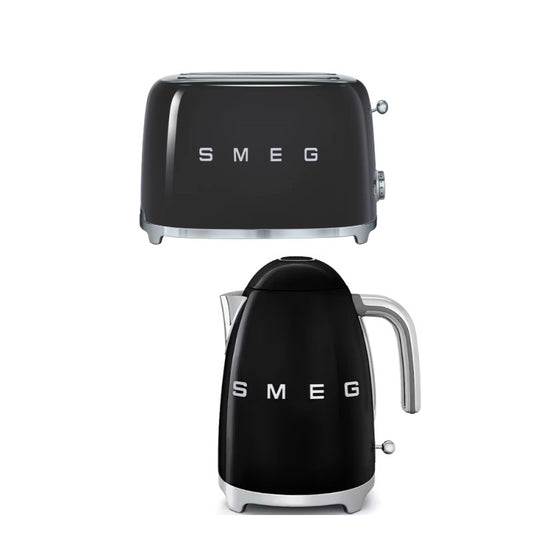Smeg 50's Retro Style Kettle & 4 Slice Toaster Pack - Black