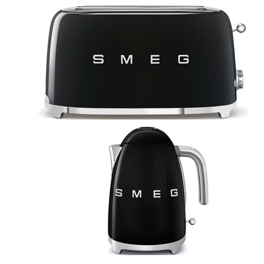 Smeg 50's Retro Style Kettle & 4 Slice Toaster Pack - Black