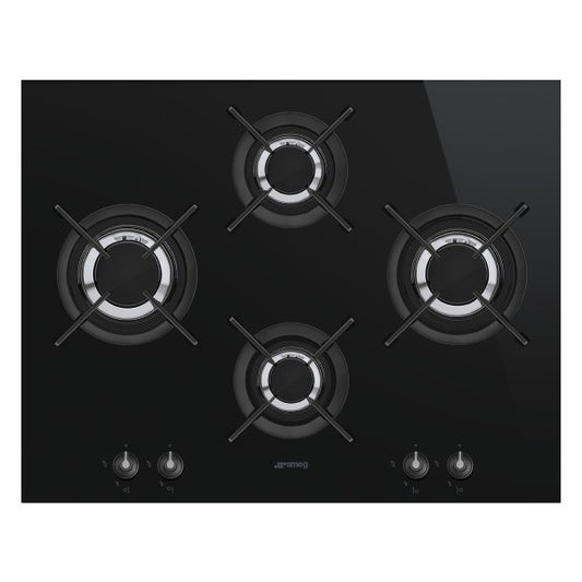 SMEG LINEA 4 BURNER GAS ON GLASS COOKTOP BLACK CERAMIC GLASS 65cm