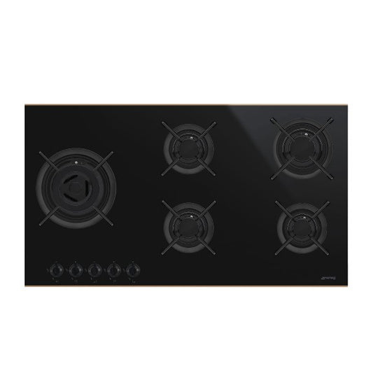 Smeg 90cm 5 Burner Gas Cooktop - Black/Copper (Dolce Stil Novo)