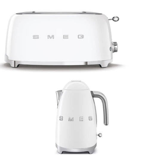 Smeg 50s Retro Style Kettle & 2-Slice Toaster Pack - White