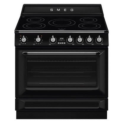 Smeg 90cm Pyrolytic Freestanding Oven with Induction Cooktop - Black (Victoria)