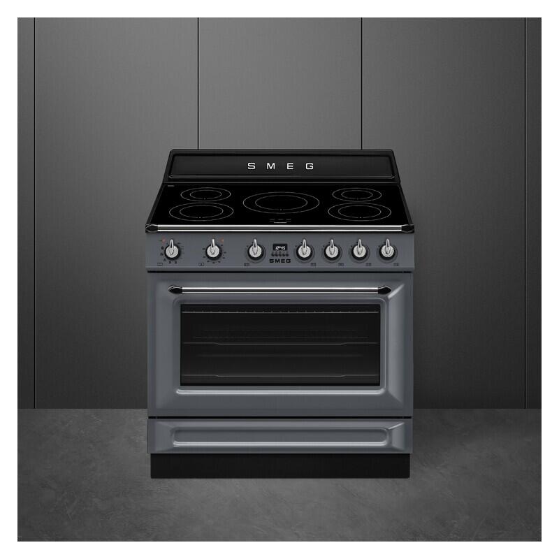 Smeg 90cm Pyrolytic Freestanding Oven with Induction Cooktop - Slate Grey (Victoria)