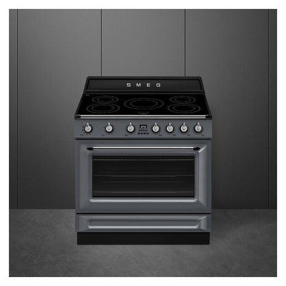Smeg 90cm Pyrolytic Freestanding Oven with Induction Cooktop - Slate Grey (Victoria)