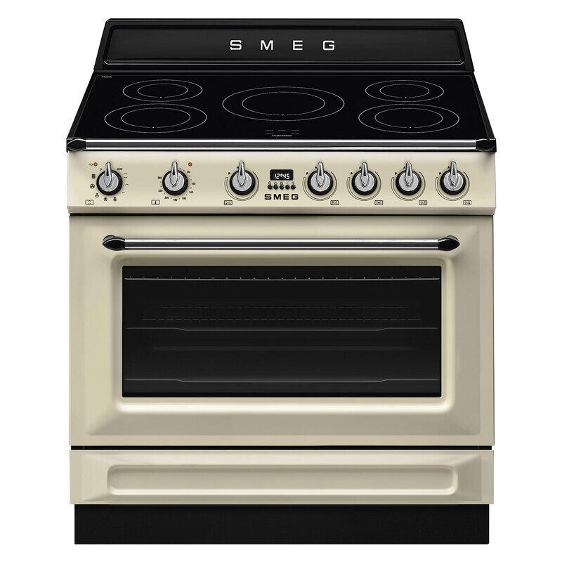 Smeg 90cm Pyrolytic Freestanding Oven with Induction Cooktop - Panna/Cream (Victoria)