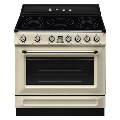 Smeg 90cm Pyrolytic Freestanding Oven with Induction Cooktop - Panna/Cream (Victoria)
