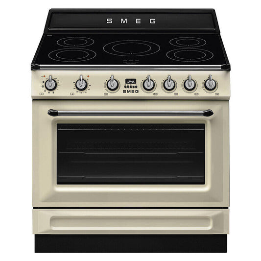 Smeg 90cm Pyrolytic Freestanding Oven with Induction Cooktop - Panna/Cream (Victoria)