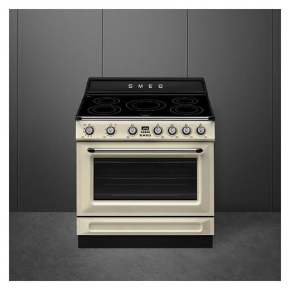 Smeg 90cm Pyrolytic Freestanding Oven with Induction Cooktop - Panna/Cream (Victoria)