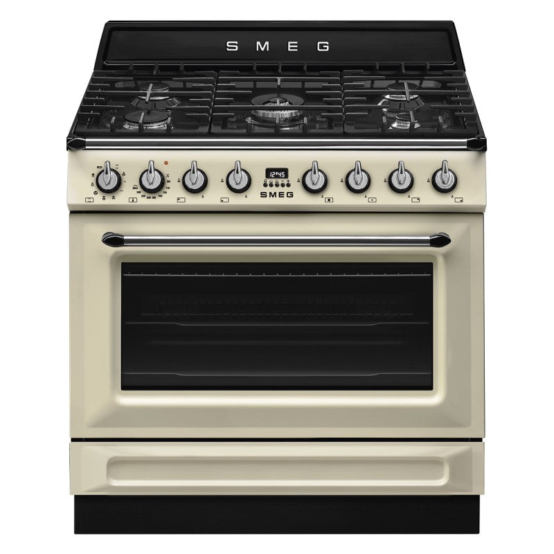 Smeg 90cm Victoria Freestanding Cooker 5 Burner/9 Functions - Cream